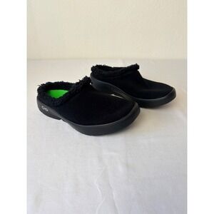 Oofos OOCozee Mule Black Sherpa Lined Recovery Shoes Mens 9.5 open back luxury